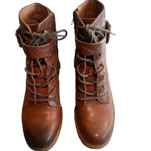 Zodiac Leather Cognac combat boots